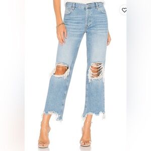 EUC Free People Maggie Straight Jean sz 27 in light stone